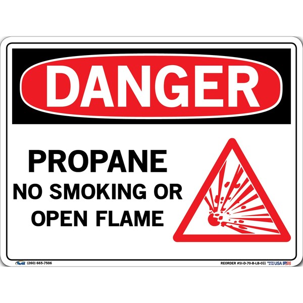 Vinyl Label Sign, 9-1/2" H, 12-1/2" W, Vinyl Label, Rectangle, English, SI-D-70-B-LB-011